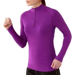 Smartwool Seamless PhD Run Zip Long Sleeve Workout Tee Top Women's Large